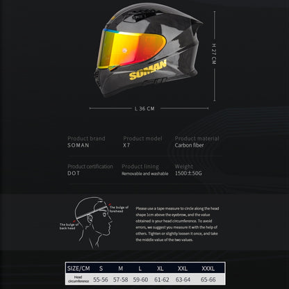 SOMAN Motorcycle Carbon Fiber Double Lens Thermal Safety Helmet, Size: XXL(Cheetah Print REVO) - Helmets by SOMAN | Online Shopping UK | buy2fix