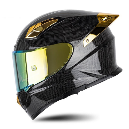 SOMAN Four Seasons Full Cover Motorcycle Helmet, Size: M(Snake Carbon Fiber Gold) - Helmets by SOMAN | Online Shopping UK | buy2fix