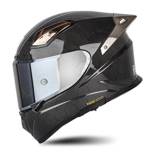 SOMAN Four Seasons Full Cover Motorcycle Helmet, Size: L(Snake Carbon Fiber Silver) - Helmets by SOMAN | Online Shopping UK | buy2fix