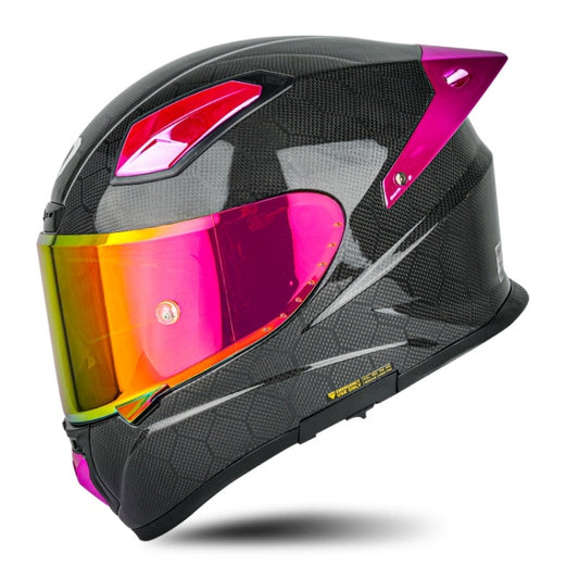 SOMAN Four Seasons Full Cover Motorcycle Helmet, Size: XXL(Snake Carbon Fiber Red Purple) - Helmets by SOMAN | Online Shopping UK | buy2fix