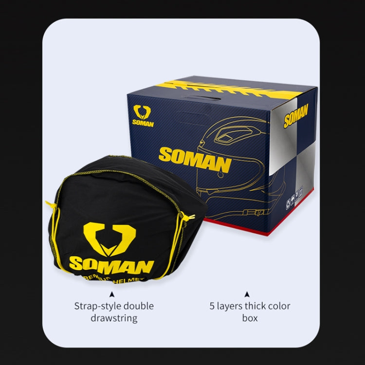 SOMAN Four Seasons Full Cover Motorcycle Helmet, Size: M(Snake Carbon Fiber Silver) - Helmets by SOMAN | Online Shopping UK | buy2fix