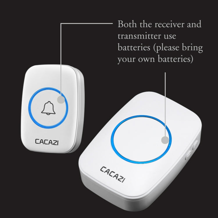 CACAZI A10DC 1 To 2 Battery Type Home Smart Waterproof Electronic Wireless Doorbell(Black) - Wireless Doorbell by CACAZI | Online Shopping UK | buy2fix