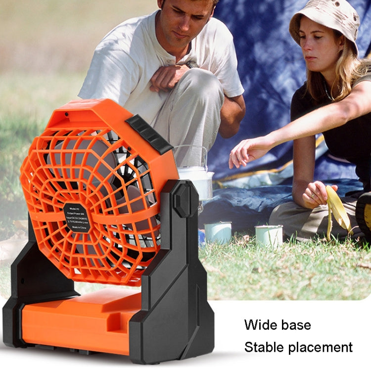 Outdoor Infinitely Variable Speed Portable Large Wind Charging Camping Lighting Fan(Black Orange) - Electric Fans by buy2fix | Online Shopping UK | buy2fix