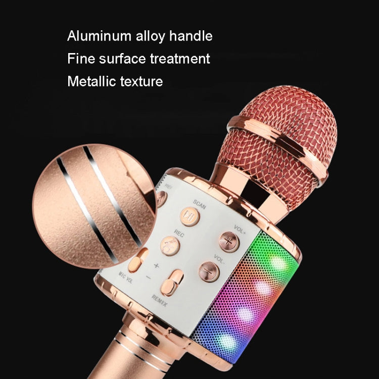 WS-858L LED Light Flashing Wireless Capacitance Microphone Comes With Audio Mobile Phone Bluetoon Live Microphone(Gold) - Microphone by buy2fix | Online Shopping UK | buy2fix