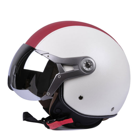 GXT Electric Vehicle Half Cover Four Seasons Retro Helmet, Size: XL(White Red) - Helmets by GXT | Online Shopping UK | buy2fix