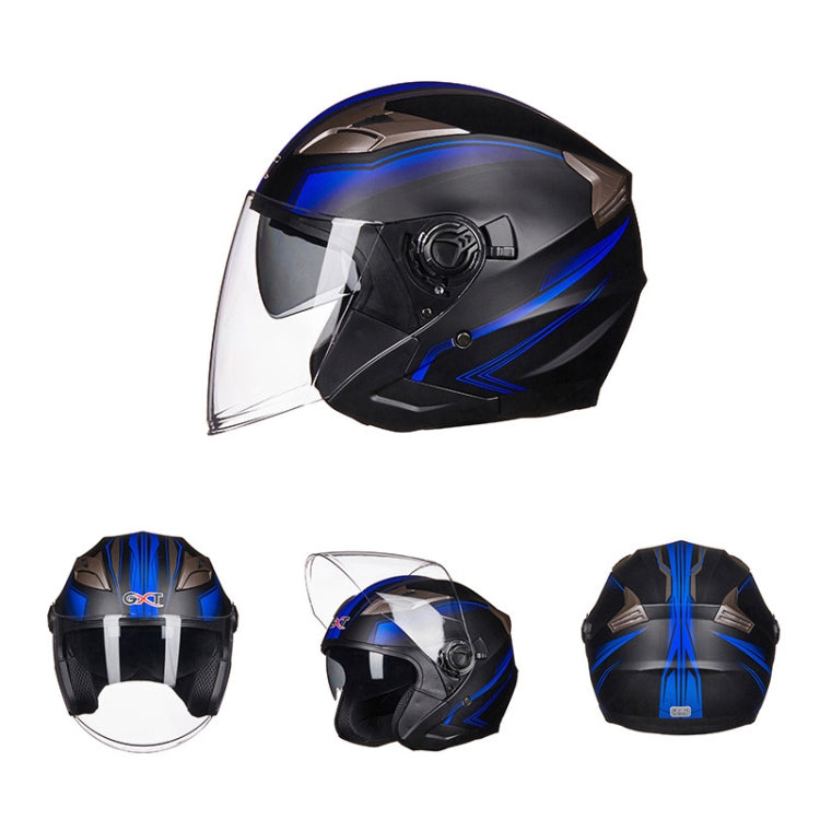 GXT 708 Electric Vehicle Dual Lens Helmet Four Seasons Safety Helmet, Size: M(Bright Black) - Helmets by GXT | Online Shopping UK | buy2fix