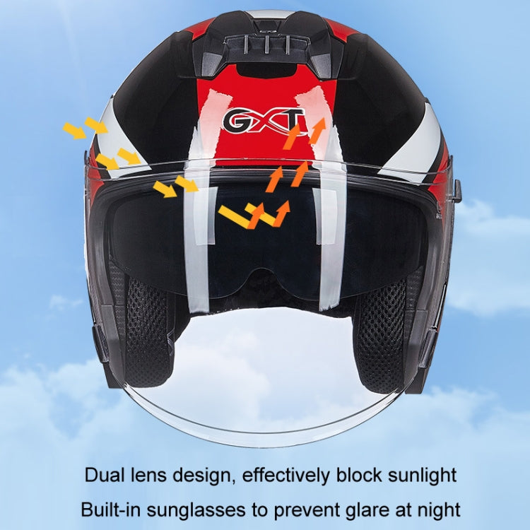 GXT Electric Vehicle Four Seasons Sun Protection & Windshield Double Lens Helmet, Size: L(Matt Black Red) - Helmets by GXT | Online Shopping UK | buy2fix