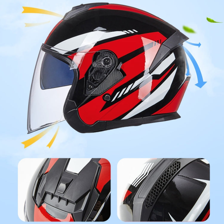 GXT Electric Vehicle Four Seasons Sun Protection & Windshield Double Lens Helmet, Size: XL(Bright Black Red) - Helmets by GXT | Online Shopping UK | buy2fix