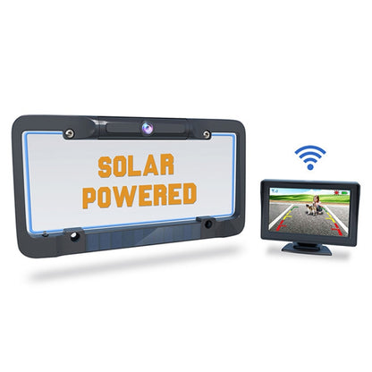 Solar License Plate Frame Wireless Transmission Reversing Camera Display - Rear View Cameras by buy2fix | Online Shopping UK | buy2fix