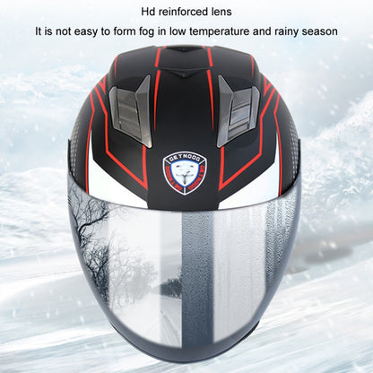 KUQIBAO Motorcycle Smart Bluetooth Sun Protection Double Lens Safety Helmet, Size: L(Bright Black+Gray Tail) - Helmets by KUQIBAO | Online Shopping UK | buy2fix