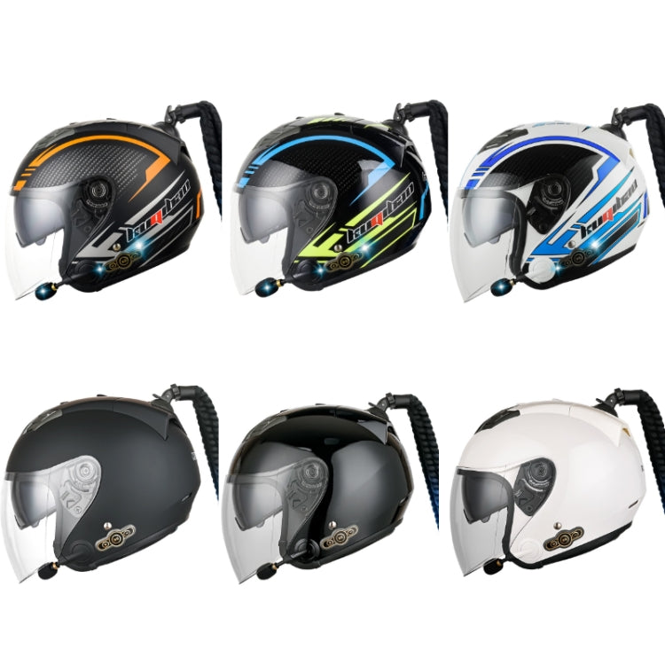 KUQIBAO Motorcycle Bluetooth Headset Double Lens Helmet With Braid, Size: XL(Bright Black Phantom Fiber) - Helmets by KUQIBAO | Online Shopping UK | buy2fix