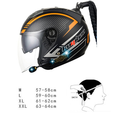 KUQIBAO Motorcycle Bluetooth Headset Double Lens Helmet With Braid, Size: XL(Bright Black) - Helmets by KUQIBAO | Online Shopping UK | buy2fix