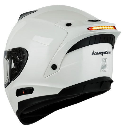 KUQIBAO Motorcycle Dual Lens Anti-Fog Helmet With LED Light, Size: XXL(White) - Helmets by KUQIBAO | Online Shopping UK | buy2fix