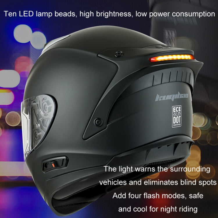 KUQIBAO Motorcycle Dual Lens Anti-Fog Helmet With LED Light, Size: M(White Wake Lion) - Helmets by KUQIBAO | Online Shopping UK | buy2fix