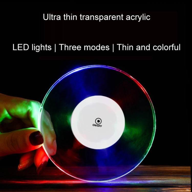 100x4mm Round LED Light Up Acrylic Coaster Transparent Crystal Base(Colorful Light) - Car Drink Holders by buy2fix | Online Shopping UK | buy2fix