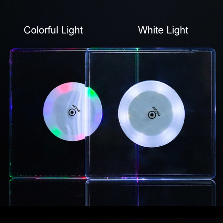 100x10mm Round USB Charging LED Light Up Acrylic Coaster Transparent Crystal Base(Colorful Light) - Car Drink Holders by buy2fix | Online Shopping UK | buy2fix