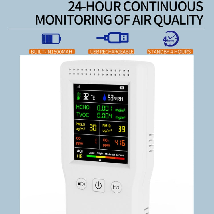 9 In 1 Air Quality Detector Handheld High Precision Formaldehyde Detector(White) - Air & Water Quality Tester by buy2fix | Online Shopping UK | buy2fix