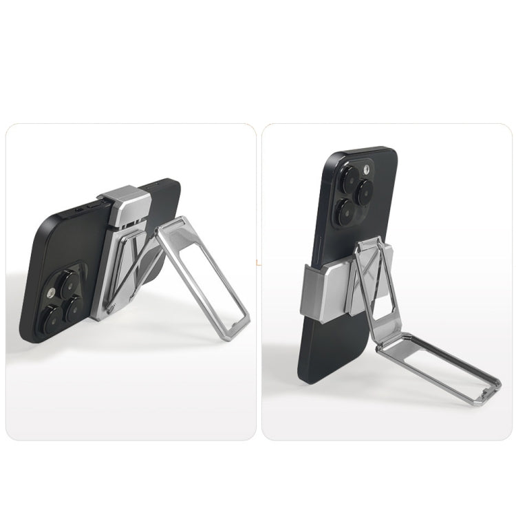 Back Clip Double Ring Magnetic Metal Folding Phone Bracket Desktop Lazy Ring Phone Holder(Black) - Ring Holder by buy2fix | Online Shopping UK | buy2fix