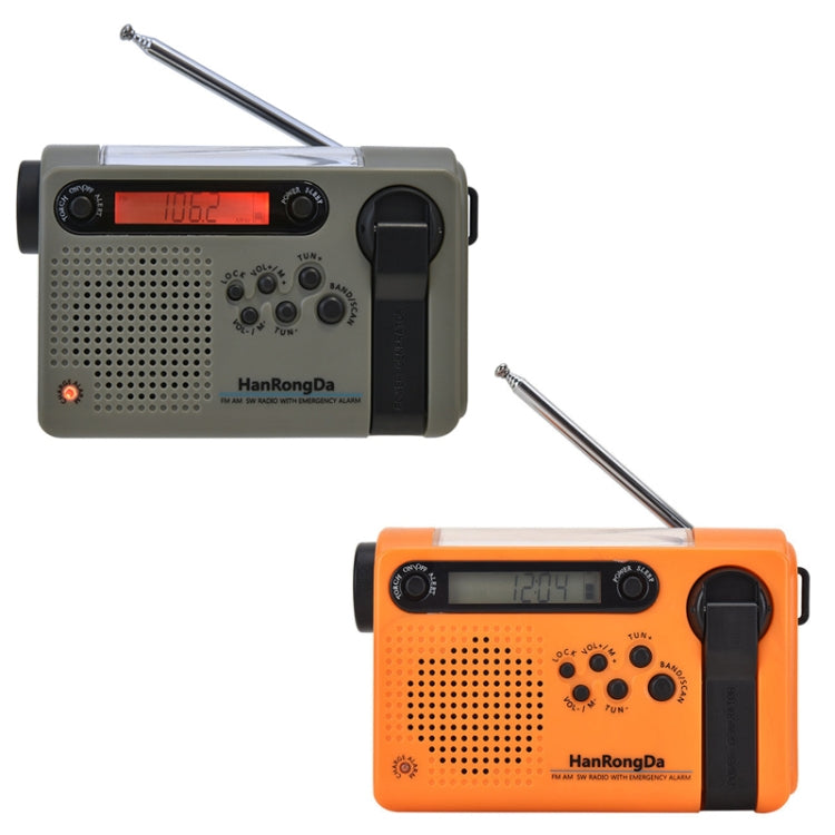 HanRongda HRD-900 LED Lighting Solar Hand Crank Power Generation NOAA Weather Warning Radio(Orange) - Radio Player by HanRongda | Online Shopping UK | buy2fix