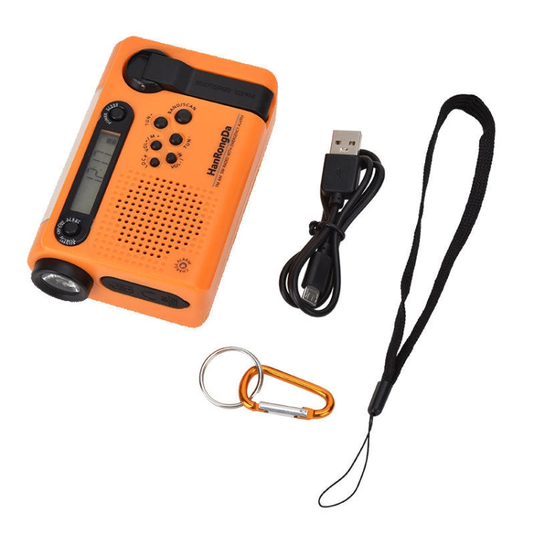 HanRongda HRD-900 LED Lighting Solar Hand Crank Power Generation NOAA Weather Warning Radio(Orange) - Radio Player by HanRongda | Online Shopping UK | buy2fix