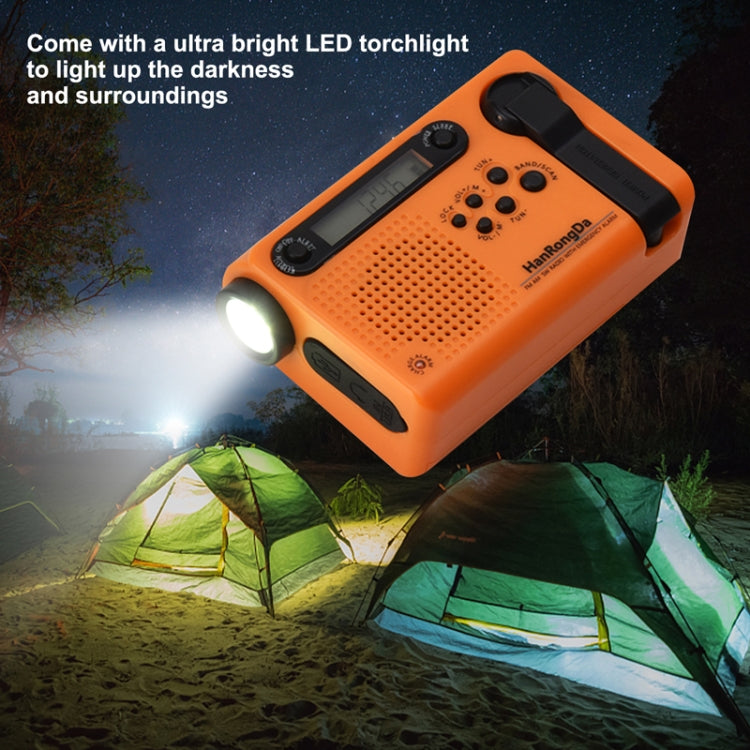 HanRongda HRD-900 LED Lighting Solar Hand Crank Power Generation NOAA Weather Warning Radio(Orange) - Radio Player by HanRongda | Online Shopping UK | buy2fix