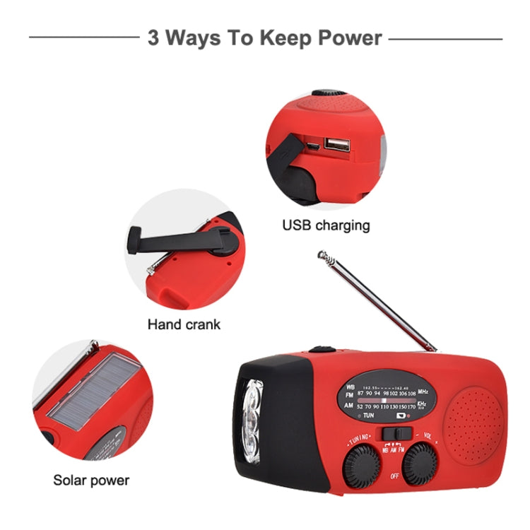 HanRongda HRD-902 Disaster Prevention and Emergency Solar Charging Lighting Mobile Portable Radio(Red) - Radio Player by HanRongda | Online Shopping UK | buy2fix