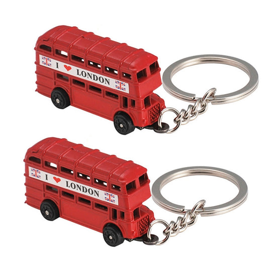 2pcs Mailbox Off-Road Vehicle Key Chain UK Tourism Souvenir Gift, Style: Bus - Key Rings by buy2fix | Online Shopping UK | buy2fix