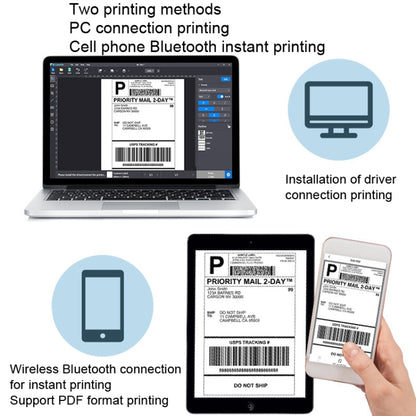 Phomemo PM241-BT Bluetooth Address Label Printer Thermal Shipping Package Label Maker, Size: US(Silver) - Printer by Phomemo | Online Shopping UK | buy2fix