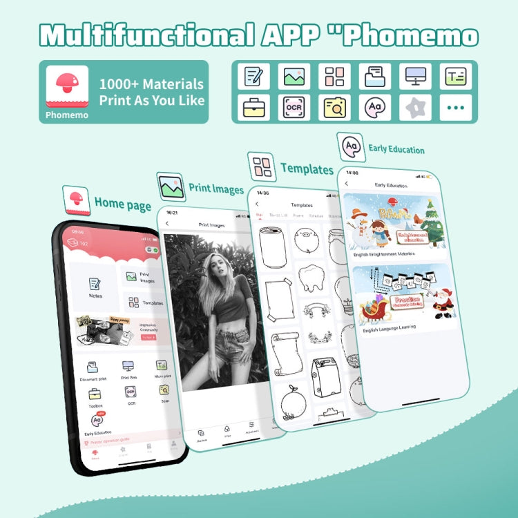 Phomemo T02 Standard Error Mini Pocket Small Portable Bluetooth Phone Photo Label Thermal Printer(Green) - Printer by Phomemo | Online Shopping UK | buy2fix
