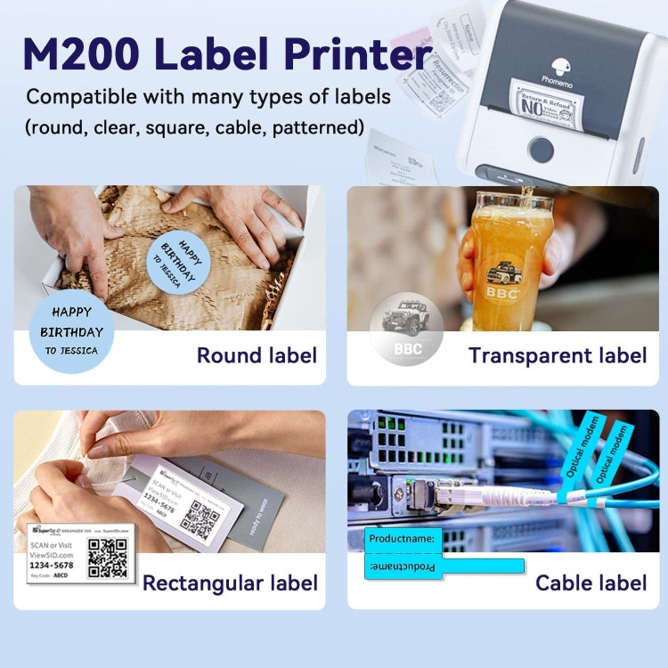 Phomemo M200 QR Code Tag Handheld Portable Bluetooth Thermal Label Printer(White) - Printer by Phomemo | Online Shopping UK | buy2fix