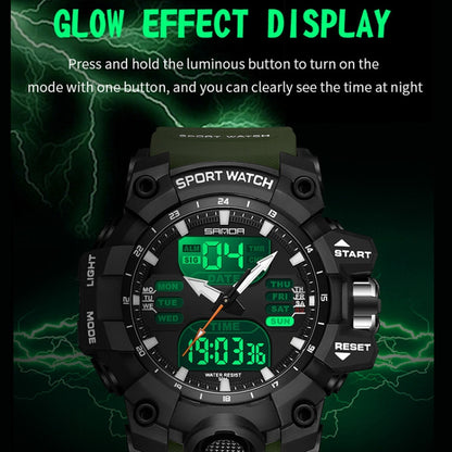 SANDA Green Light Alarm Clock Multifunctional Waterproof Shockproof Transparent Watch(Black) - Silicone Strap Watches by SANDA | Online Shopping UK | buy2fix