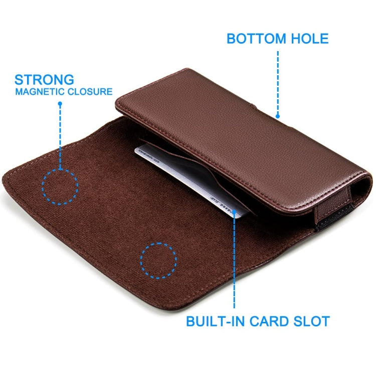 Nuoku Magnetic Flaps Leather Belt Case For Smart Phones, Size: 17.3 x 8 x 2.5cm  6.7 Inch(Brown) - More iPhone Cases by Nuoku | Online Shopping UK | buy2fix