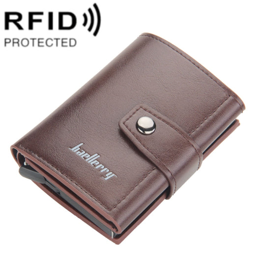 Baellerry RFID Anti-Theft Automatic Pop-Up Card Wallet Buckle Metal Aluminum Shell Card Holder(Coffee) - Antimagnetic RFID Package by Baellerry | Online Shopping UK | buy2fix