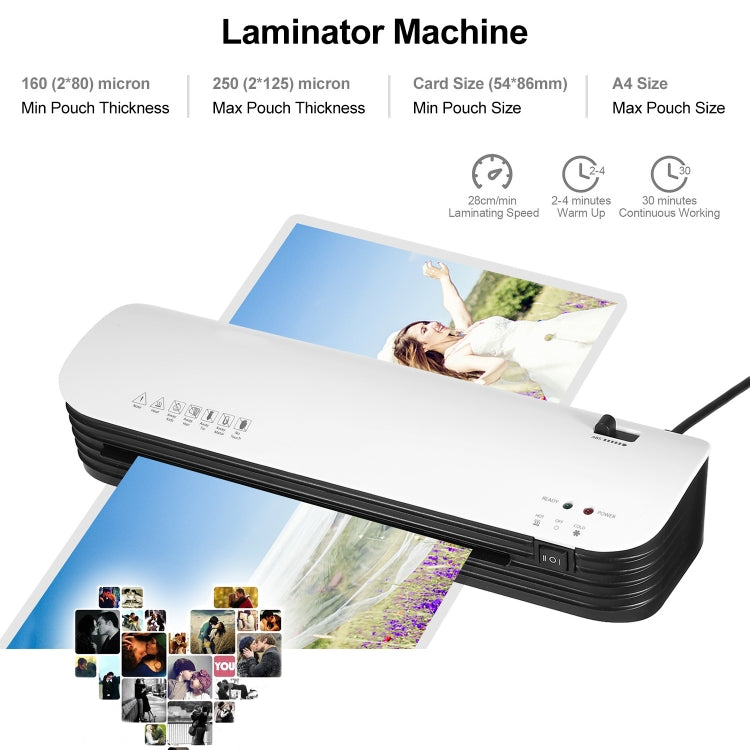 Osmile SL299 A4 Laminator Machine Set With 15 Laminating Pouches Paper Cutter Corner Rounder(UK Plug) - Photo Film Covering Machine by Osmile | Online Shopping UK | buy2fix