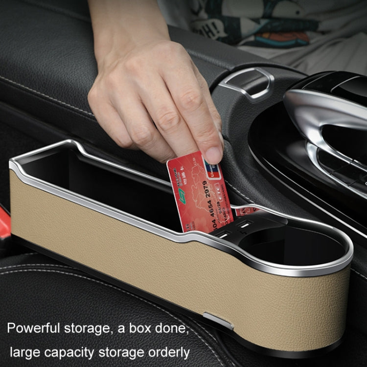 Car Seat Gap Storage Box Multifunctional Mobile Phone USB Charger, Color: Standard Beige - Stowing Tidying by buy2fix | Online Shopping UK | buy2fix