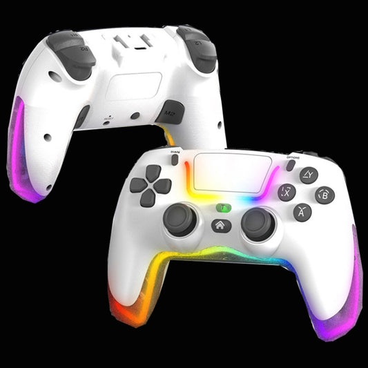 For PS4 Dazzle Color Light Wireless Bluetooth Grip(White) - Gamepads by buy2fix | Online Shopping UK | buy2fix