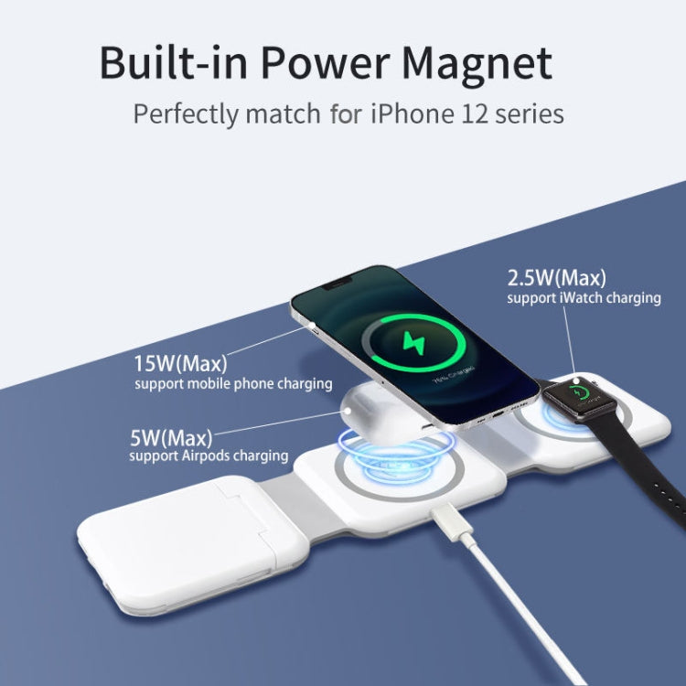 10-in-1 Magnetic Wireless Folding Charger With Data Cable Adapter Storage box(White) - Wireless Charger by buy2fix | Online Shopping UK | buy2fix