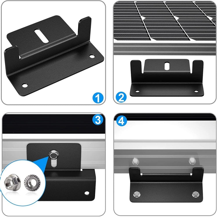 4pcs /Set Aluminum Solar Panel Mounting Bracket(Black) - Bumper by buy2fix | Online Shopping UK | buy2fix