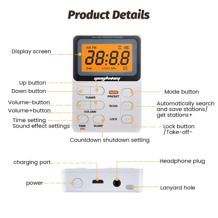 SH-01 LED Display Portable FM/AM Two-band Radio Special for Listening Tests, Style: JPN Version(White) - Radio Player by buy2fix | Online Shopping UK | buy2fix