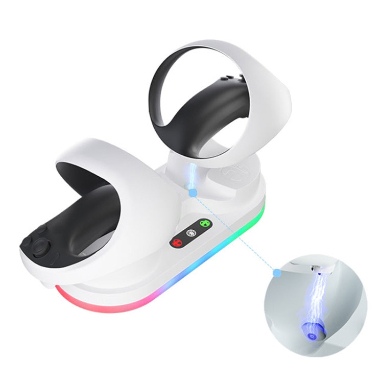 For PS VR2 Controller iplay Colorful Light Charging Base Magnetic Charging Dock(White) - VR Accessories by iplay | Online Shopping UK | buy2fix