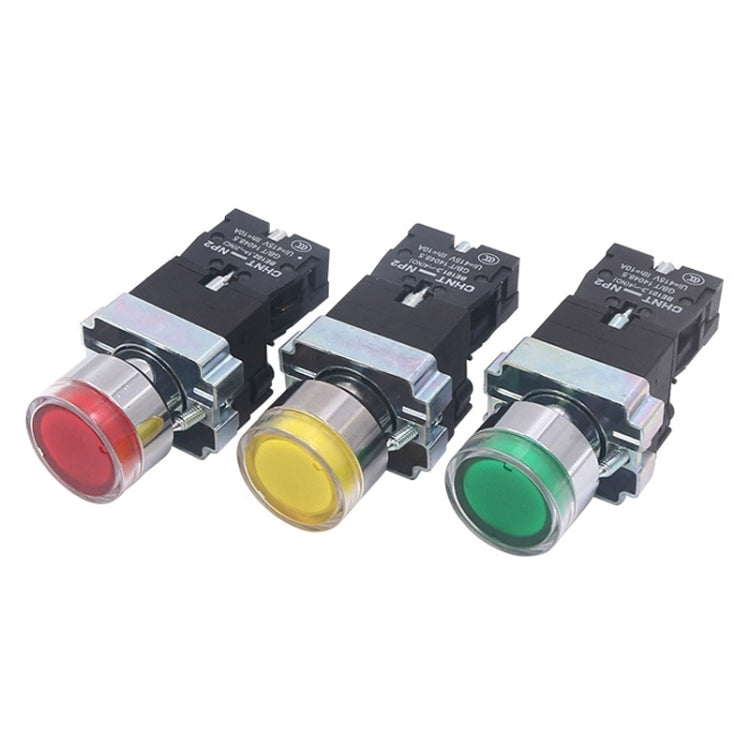 CHINT NP2-BW3361/220V 1 NO Pushbutton Switches With LED Light Silver Alloy Contact Push Button - Car Switches by CHINT | Online Shopping UK | buy2fix