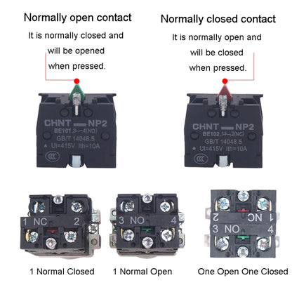 CHINT NP2-BW3461/24V 1 NO Pushbutton Switches With LED Light Silver Alloy Contact Push Button - Car Switches by CHINT | Online Shopping UK | buy2fix