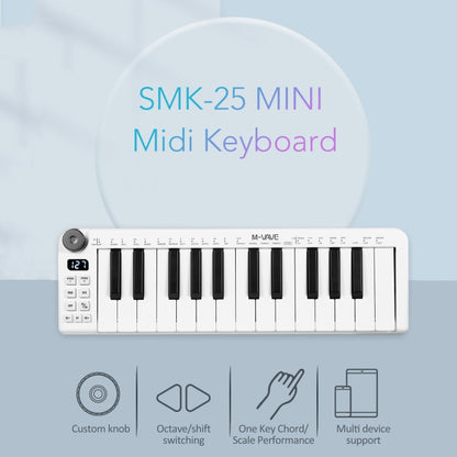 M-VAVE SKM-25MINI Digital Electronic Piano 25 Key Musical Instrument MIDI Keyboard Controller - Keyboard Accessories by M-VAVE | Online Shopping UK | buy2fix