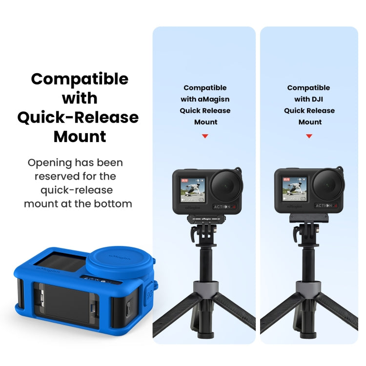 For DJI Osmo Action 4 / 3 aMagisn Silicone Protection Case Camera Protection Accessories(Blue) -  by aMagisn | Online Shopping UK | buy2fix