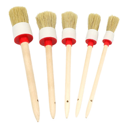 5 in 1 Car Detailing Brush Cleaning Natural Boar Hair Brushes Auto Detail Tools Products Wheels Dashboard (White) - In Car by buy2fix | Online Shopping UK | buy2fix