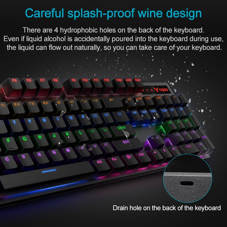 Rapoo V500 PRO Mixed Light 104 Keys Desktop Laptop Computer Game Esports Office Home Typing Wired Mechanical Keyboard(Green Shaft) - Wired Keyboard by Rapoo | Online Shopping UK | buy2fix