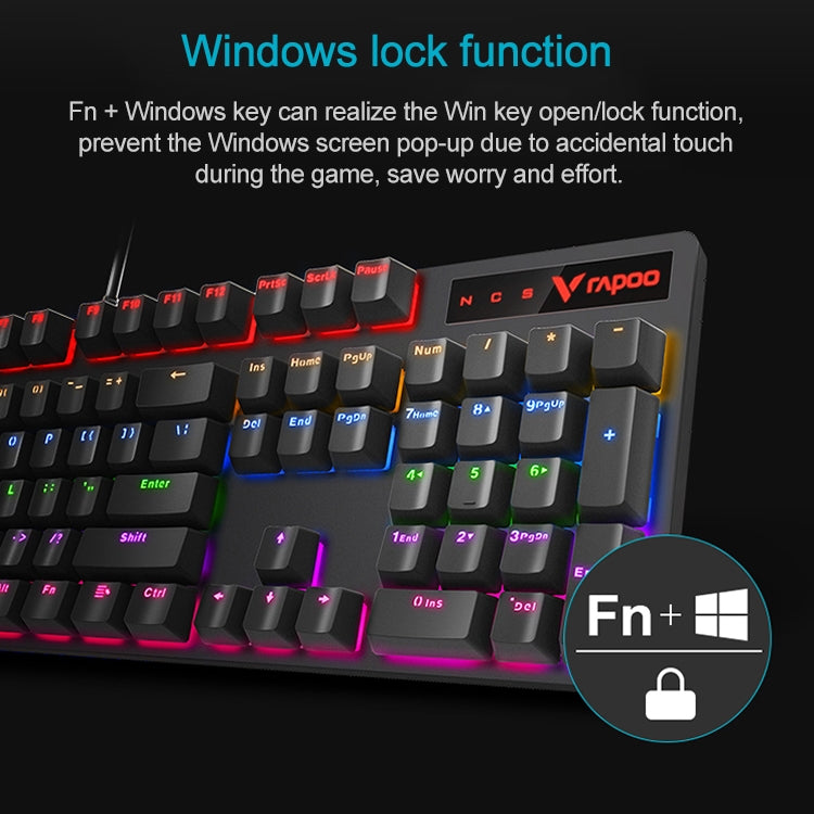 Rapoo V500 PRO Mixed Light 104 Keys Desktop Laptop Computer Game Esports Office Home Typing Wired Mechanical Keyboard(Green Shaft) - Wired Keyboard by Rapoo | Online Shopping UK | buy2fix