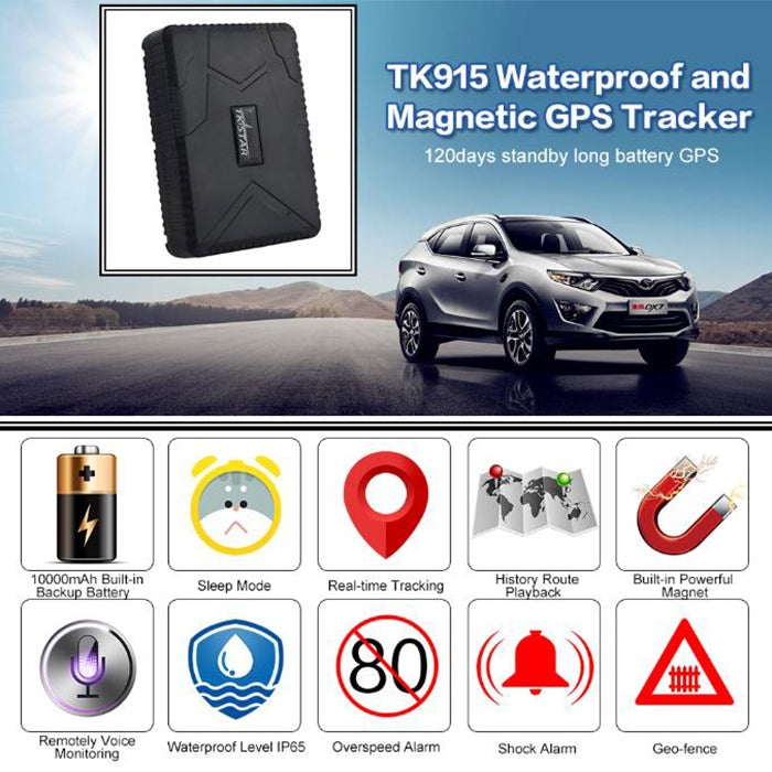 TK915 Magnetic Vehicle 2G GSM GPS Real Time Tracking Tracker - In Car by buy2fix | Online Shopping UK | buy2fix