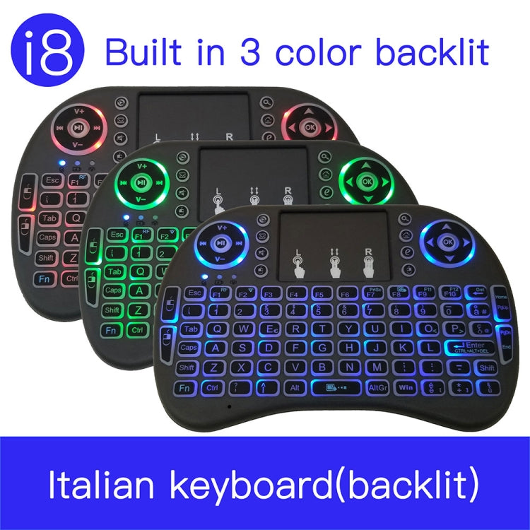 Support Language: Italy i8 Air Mouse Wireless Backlight Keyboard with Touchpad for Android TV Box & Smart TV & PC Tablet & Xbox360 & PS3 & HTPC/IPTV - MINI PC Accessories & Gadgets by buy2fix | Online Shopping UK | buy2fix