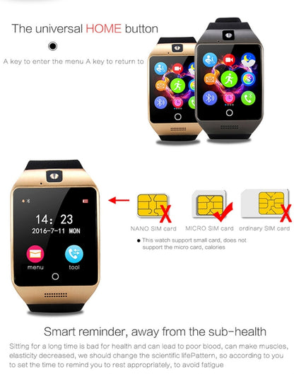 Q18S 1.54 inch IPS Screen MTK6260A Bluetooth 3.0 Smart Watch Phone, Pedometer / Sedentary Reminder / Sleeping Monitor  / Anti-Loss / Remote Camera  / GSM / 0.3M Camera  (Black + Silver) - Smart Wear by buy2fix | Online Shopping UK | buy2fix